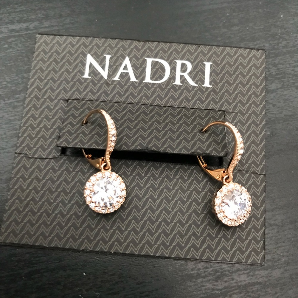 Nadri Rose Gold Drop Earrings